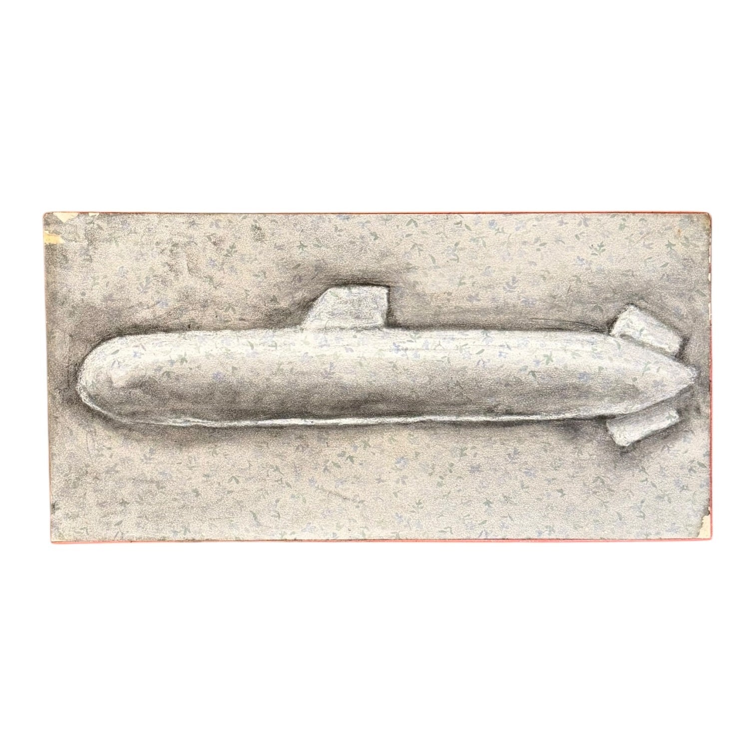 Painted Submarine Silhouette on Distressed Patterned Paper