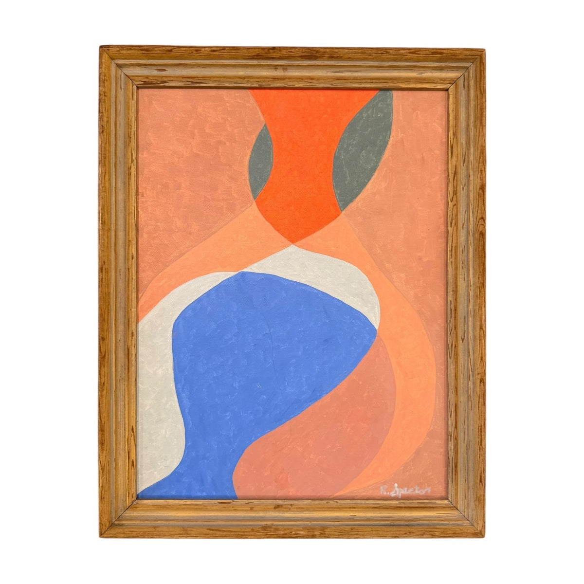1950s Color Blocked Undulating Composition in Vintage Wood Frame
