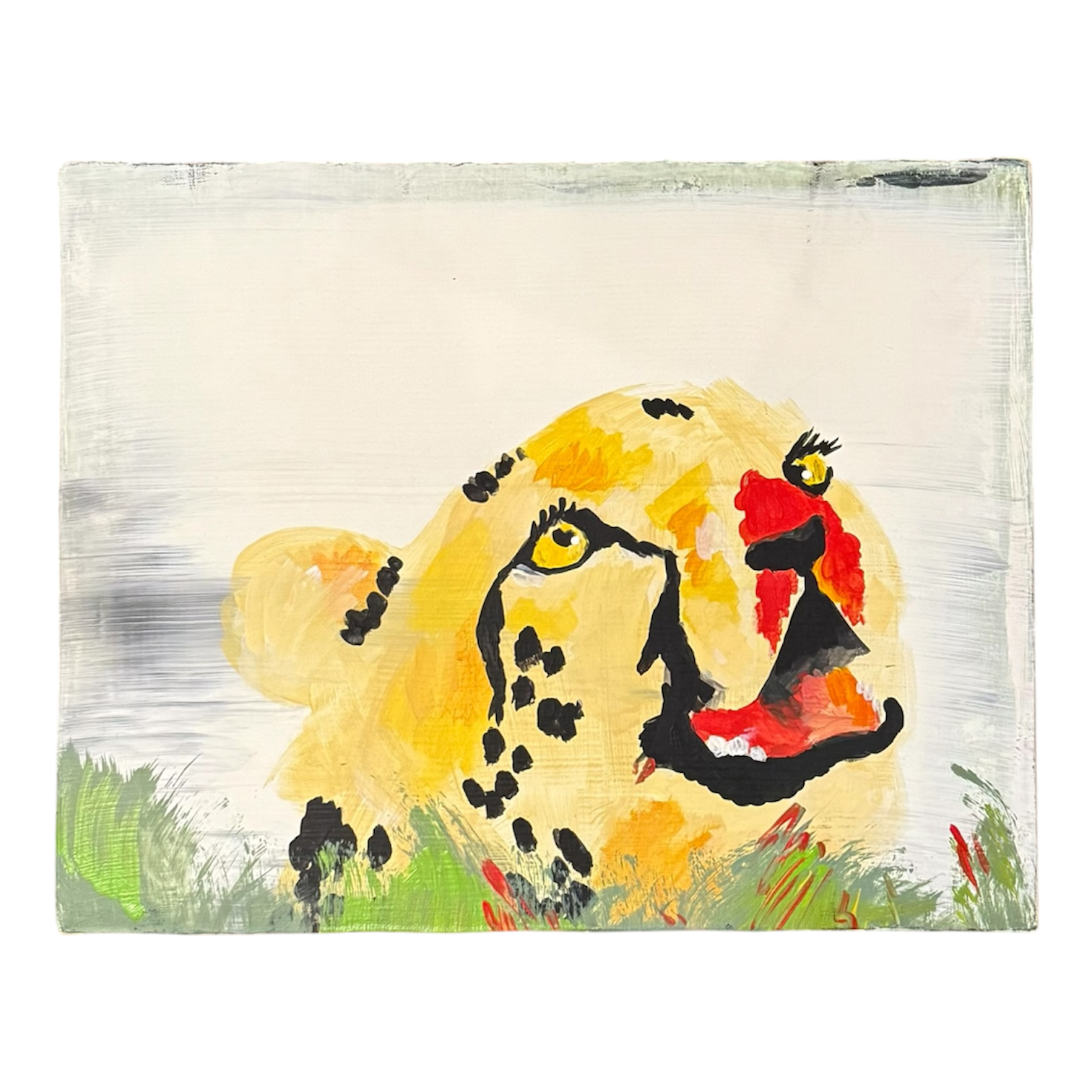 Cheetah with Long Eyelashes in Yellow, Reds, and Greens