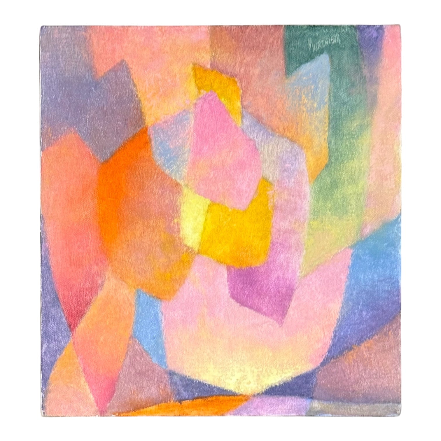 Luminous Fractured Abstract Oil Painting with Layered Surface Texture
