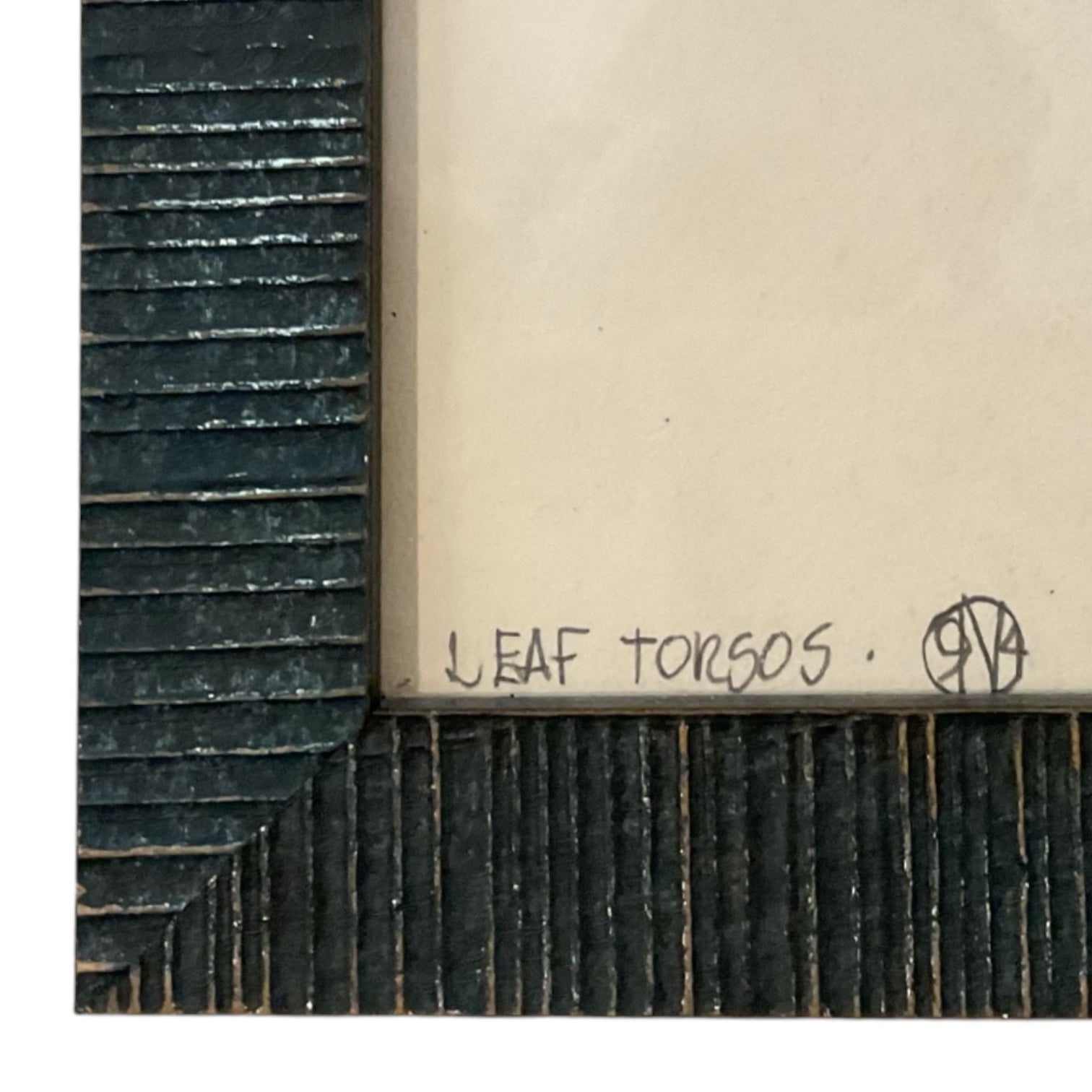 Graphite Drawing of Leaves in Custom Frame "Leaf Torsos"