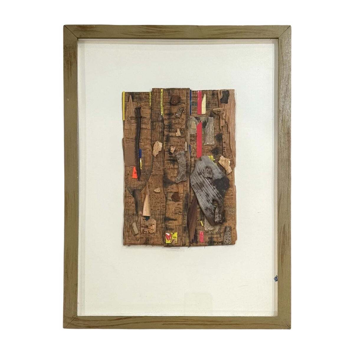 1995—1998 Mixed Media Collage of Wood Pieces and Ephemera in Gallery-Style Frame