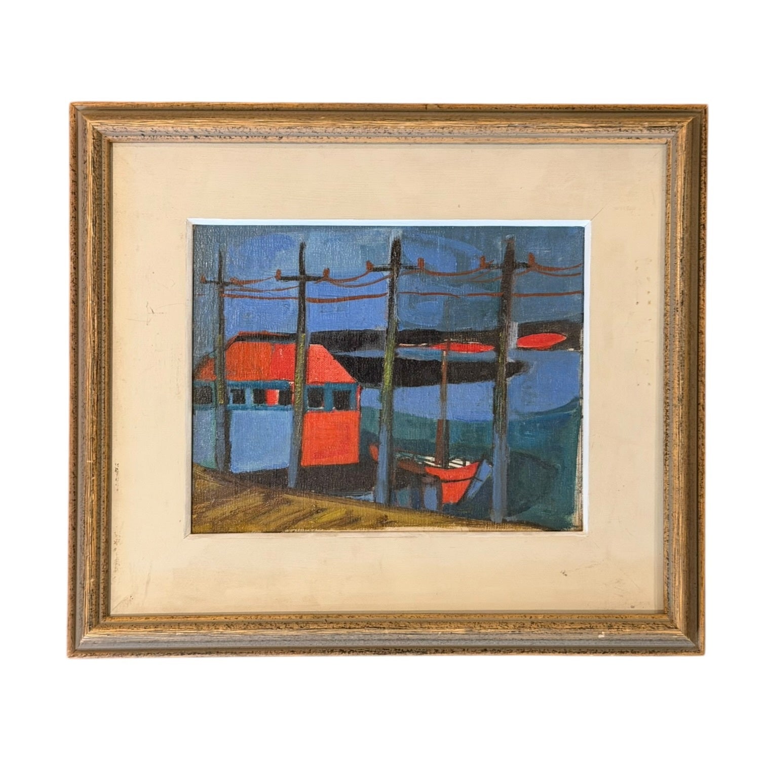 "Provincetown 1945" Dock Scene with Telephone Poles