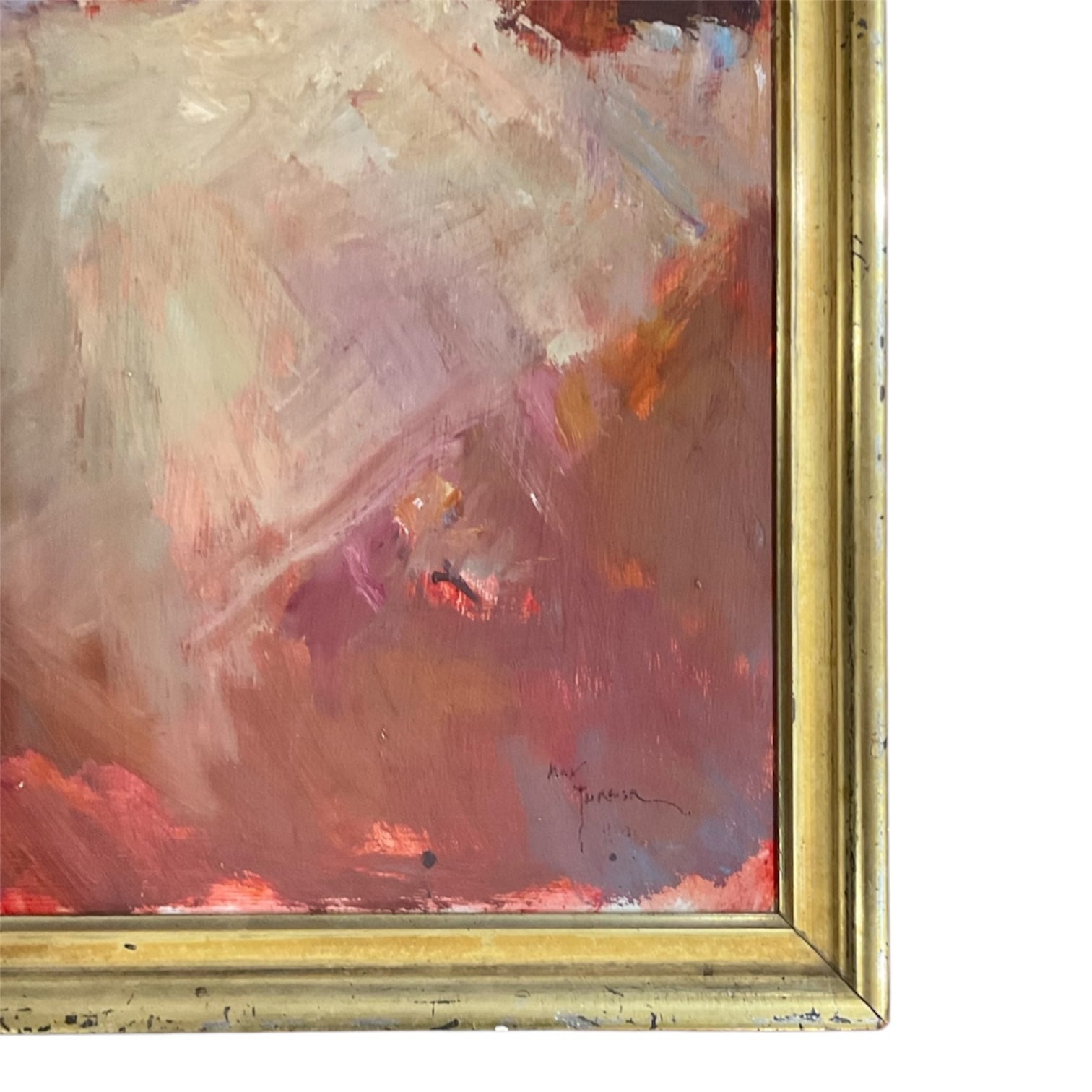 Ethereal Painting of a Red Headed Woman in 19th century Gilt Wood Frame