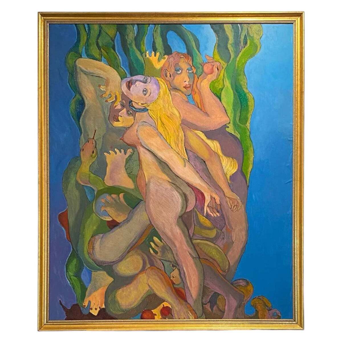 Fantastical Oil on Panel by Nicholas Orsini in Vintage Frame