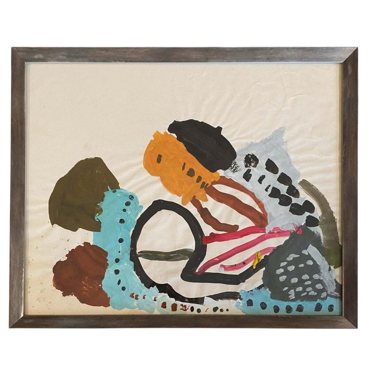 Colorful Abstract  in Vintage Silver-Toned Frame