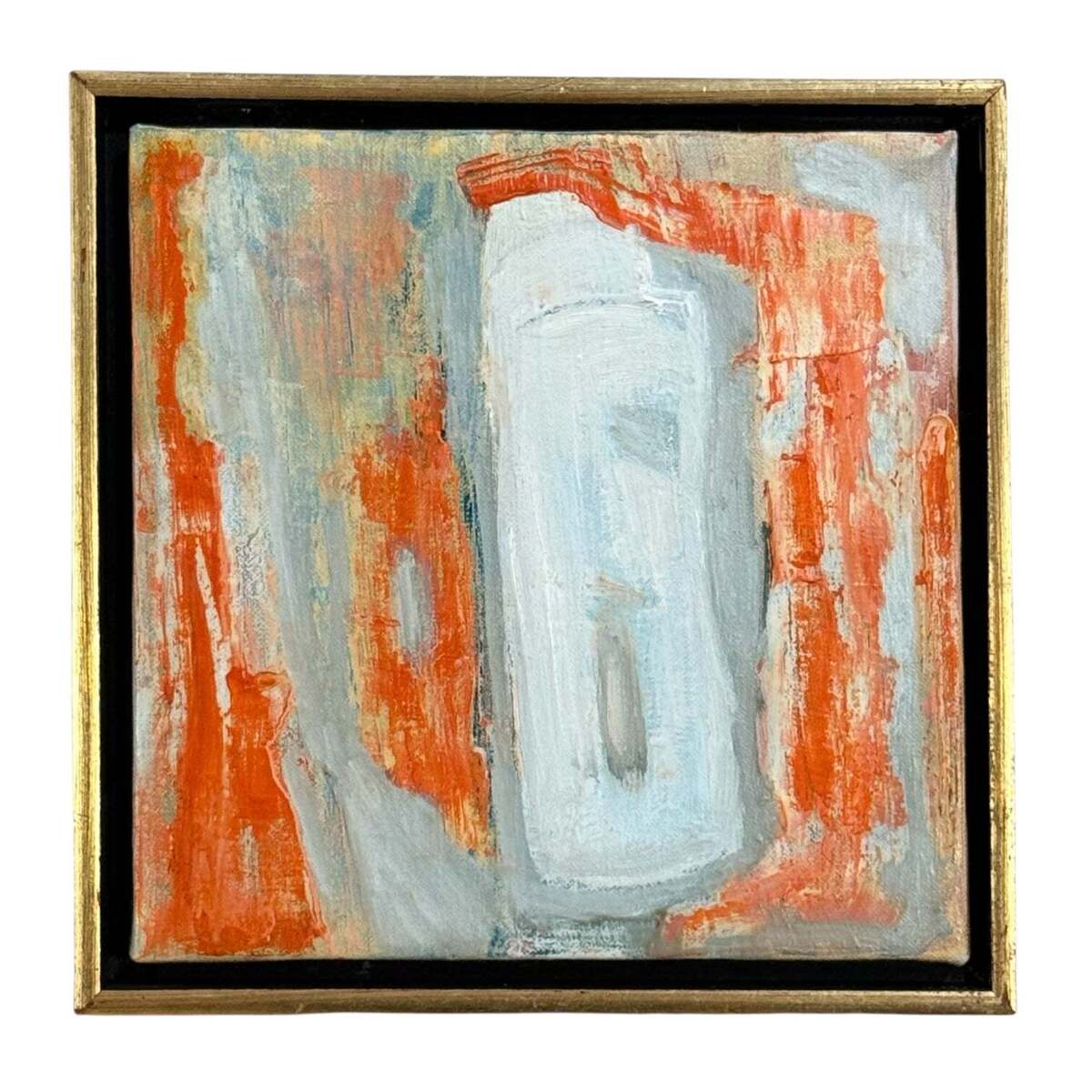 Colorful Abstract Oil Painting in Original Vintage Float Frame