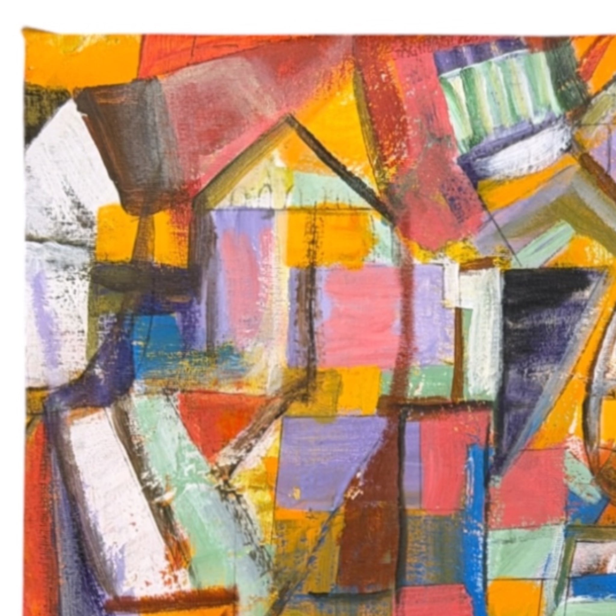 Colorful Cubist Landscape in the Manner of Paul Klee