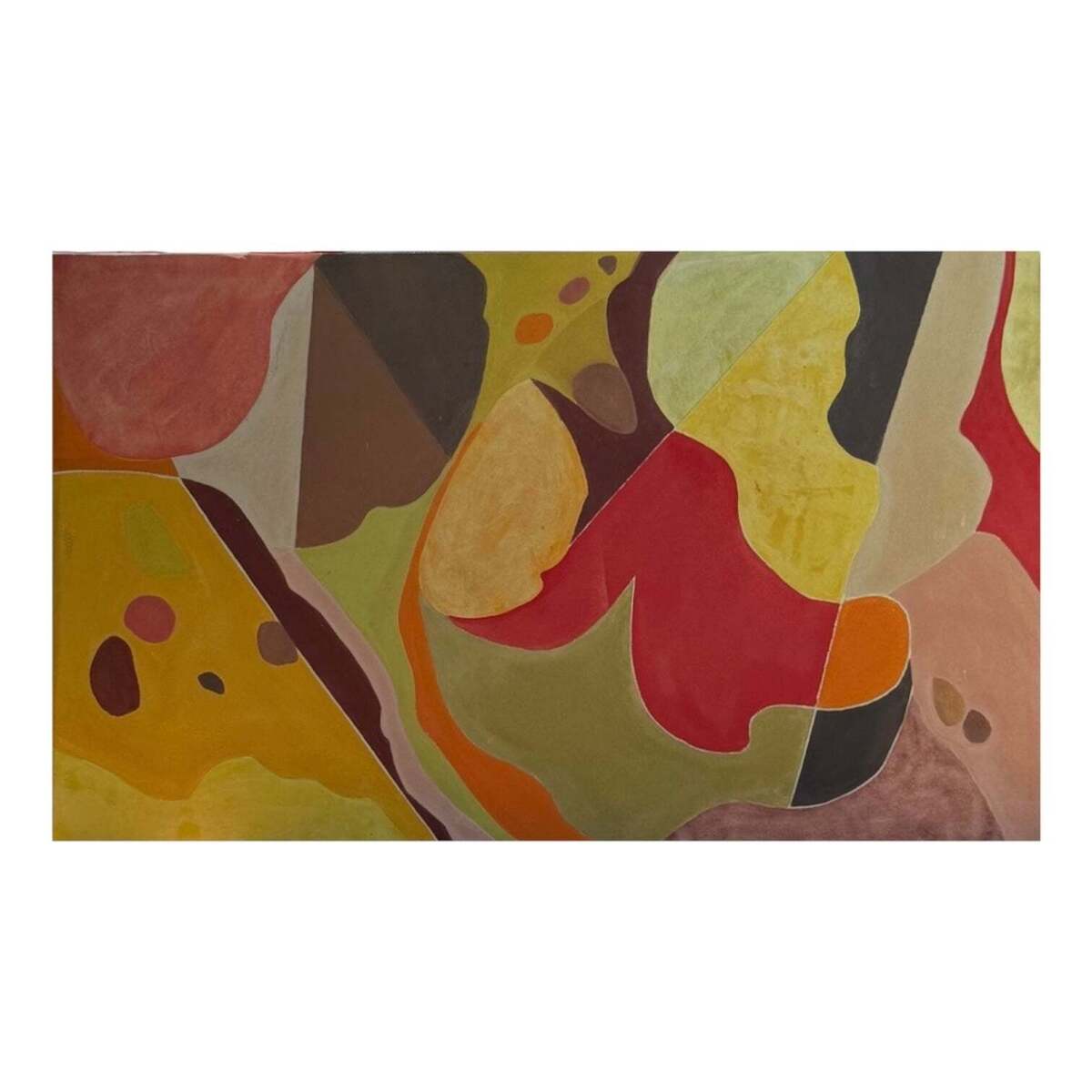 Color Block Abstract in Olives Browns Ochres and Reds