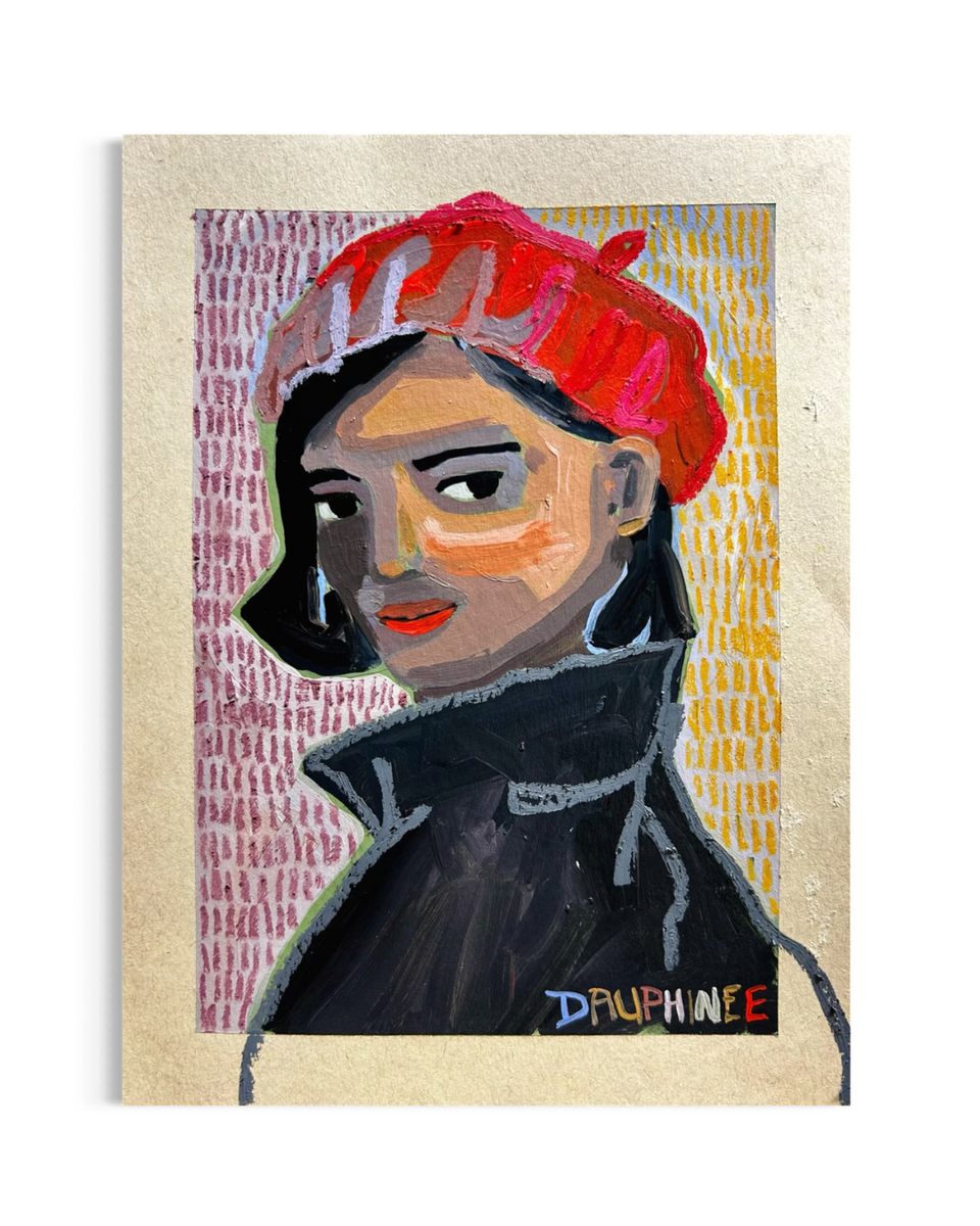 Woman in Red Beret Portrait Painting