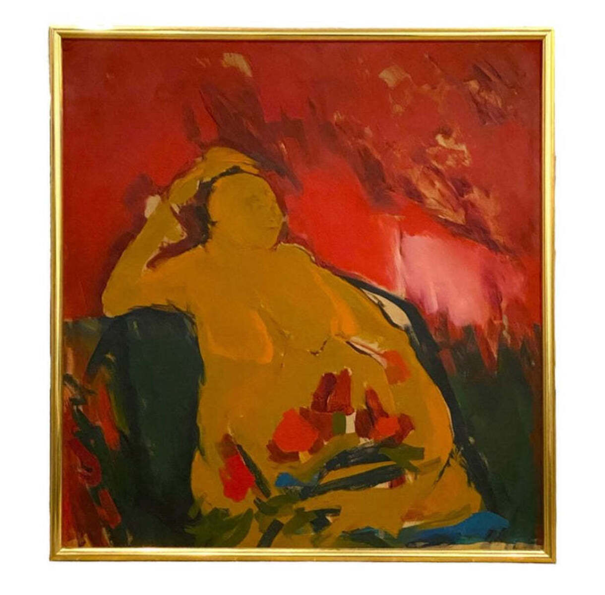 Abstract Figurative Painting Vintage Frame
