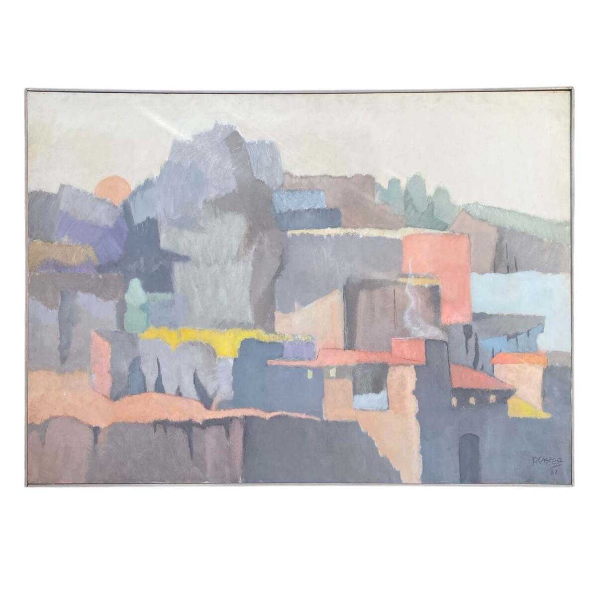 Abstract Mohegan Landscape of Buildings Against the Sea