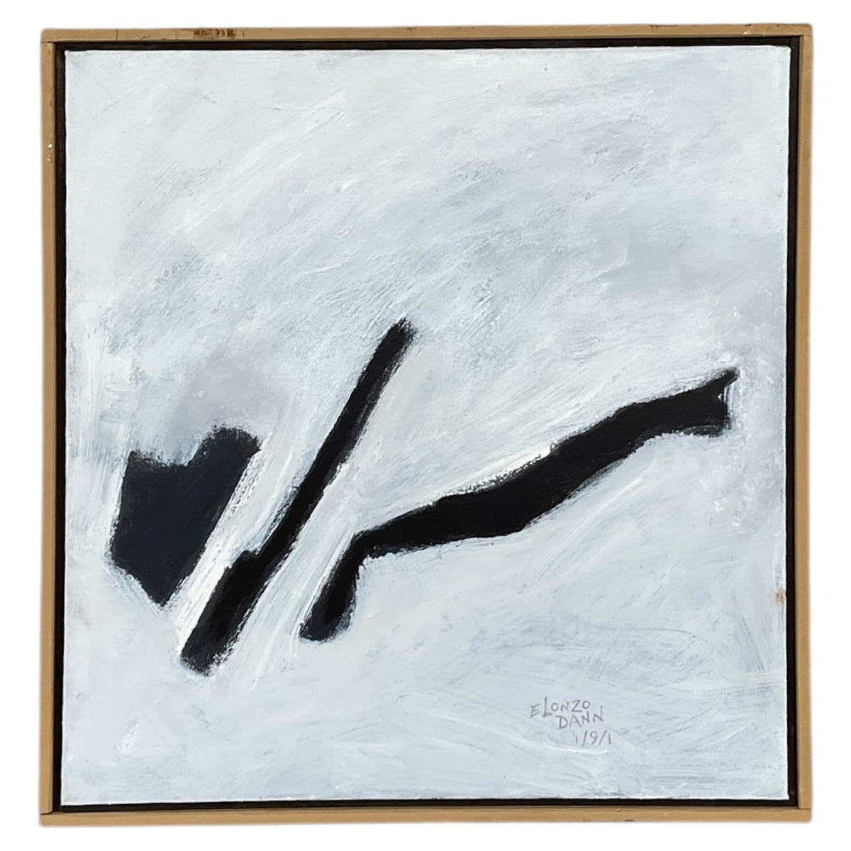 Minimalist Abstract Painting in Original Wood Frame