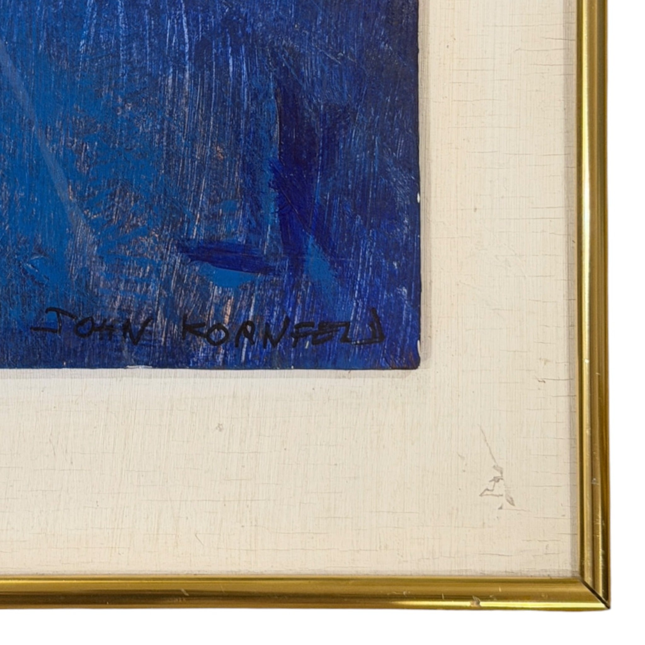 Intersecting Biomorphic Shapes in Ultramarine Blue and Mauve / Original Frame