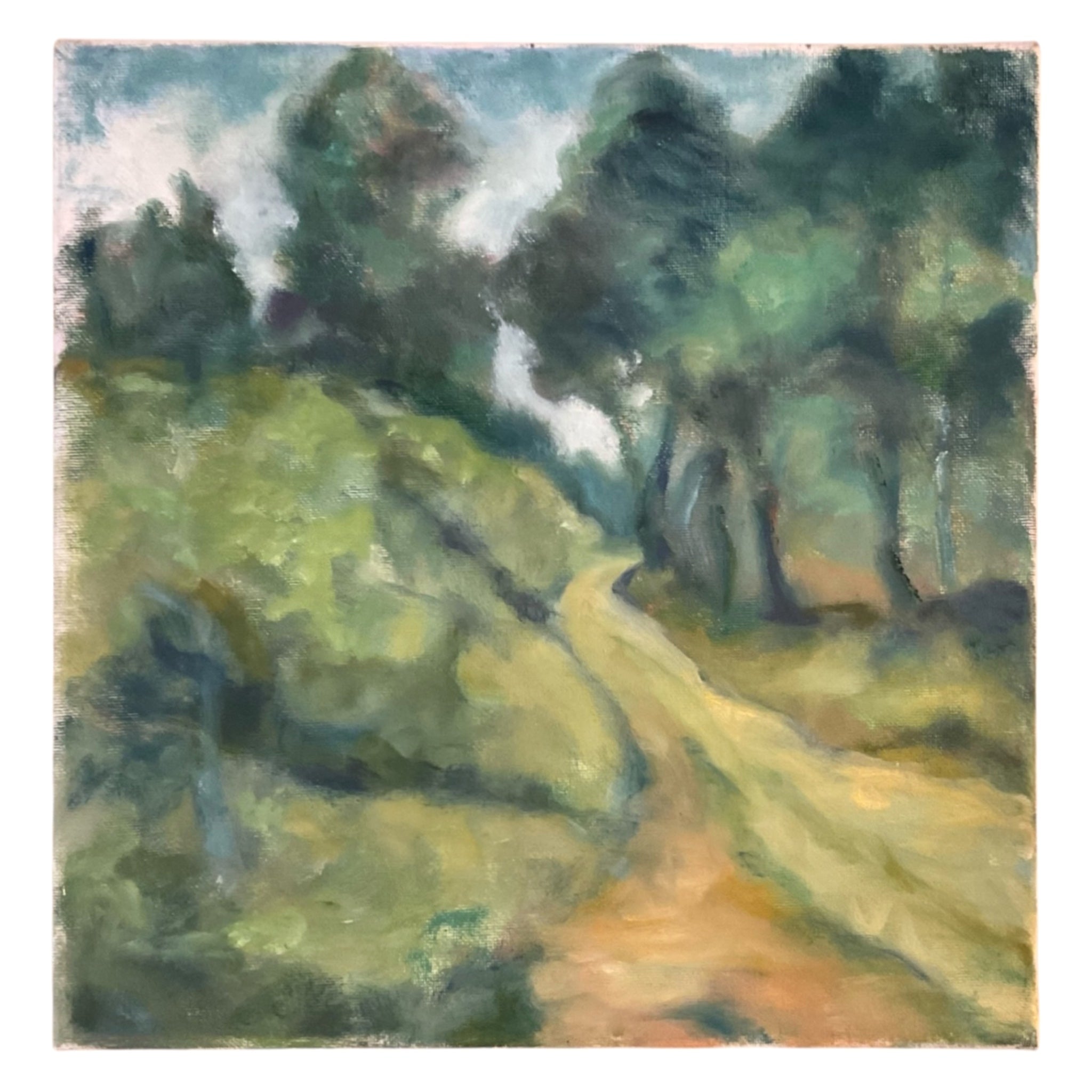 "Country Lane 1" Ethereal Verdant Landscape Oil on Canvas
