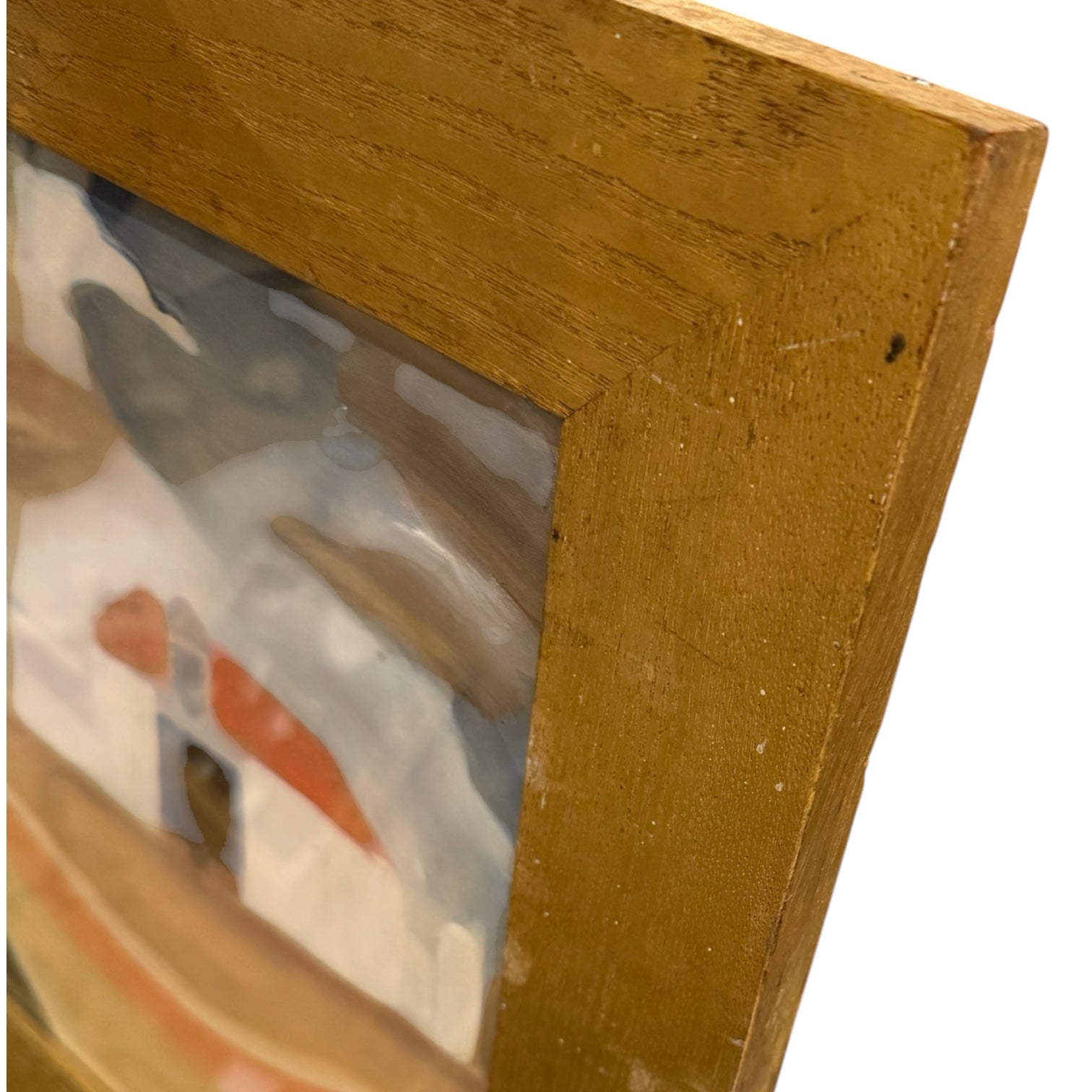 Ethereal Watercolor Landscape of a Bucolic Farm  in Antique Gilt Oak Frame