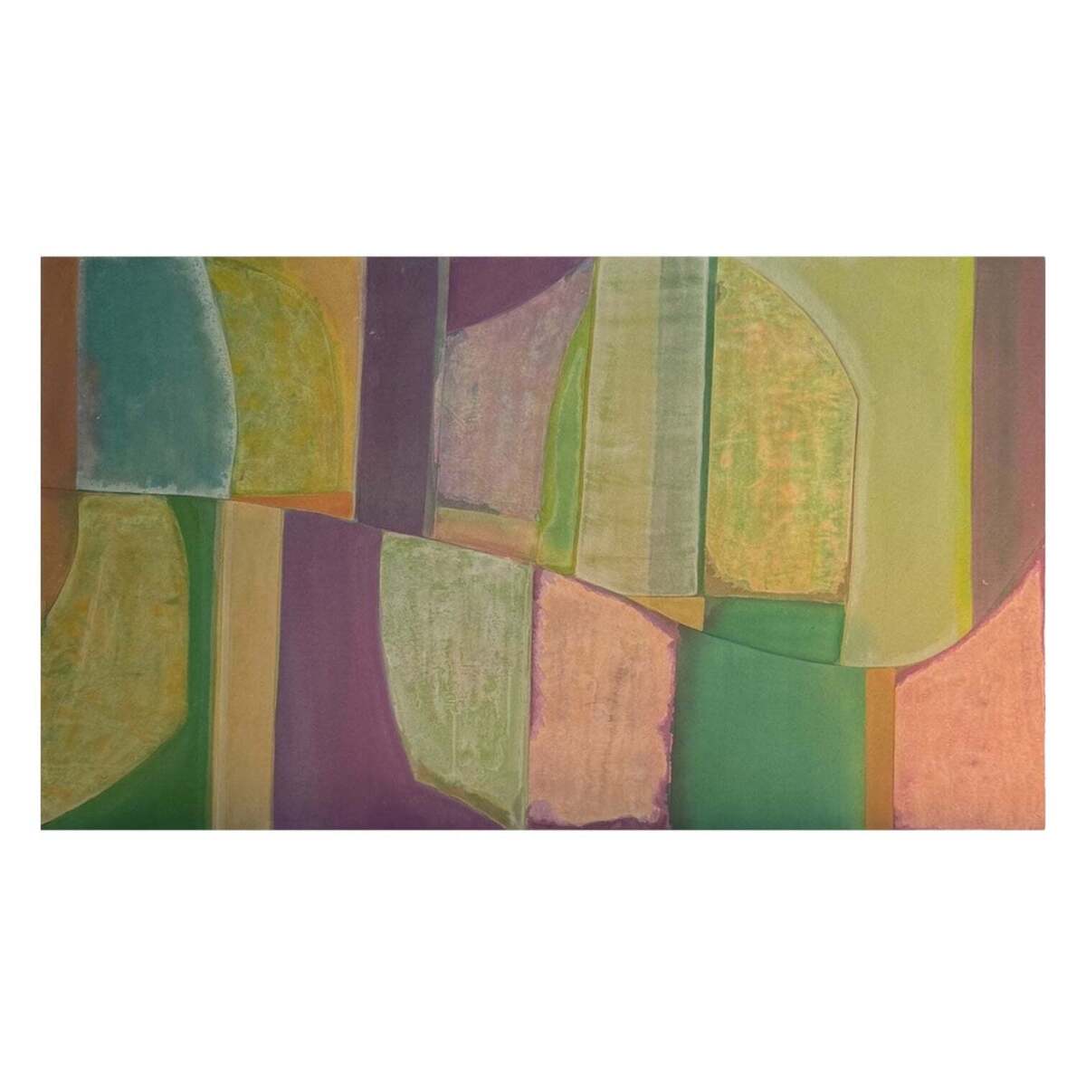 Color Block Abstract in Purples Greens and Corals