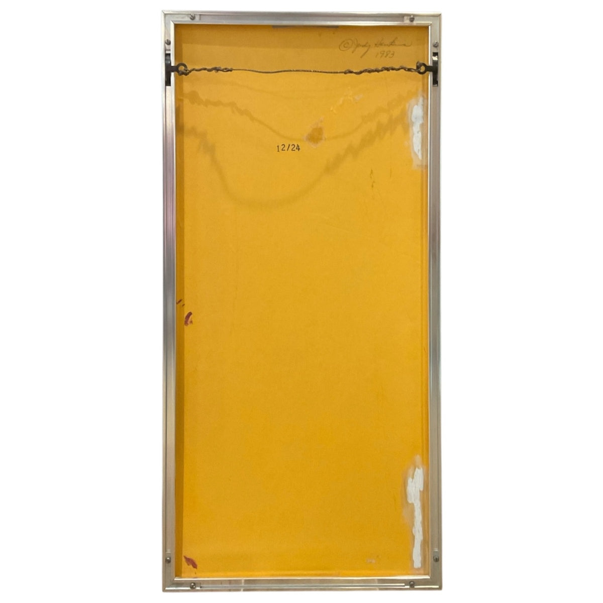 Delightful Painting of Four Ostriches Against a Blue Sky / Original Metal Frame