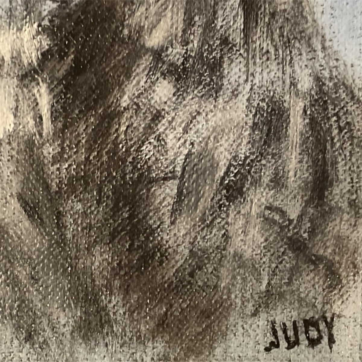 Delightful Painting of Four Ostriches Against a Blue Sky / Original Metal Frame