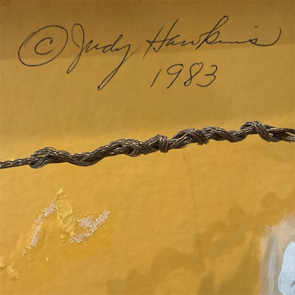 Delightful Painting of Four Ostriches Against a Blue Sky / Original Metal Frame