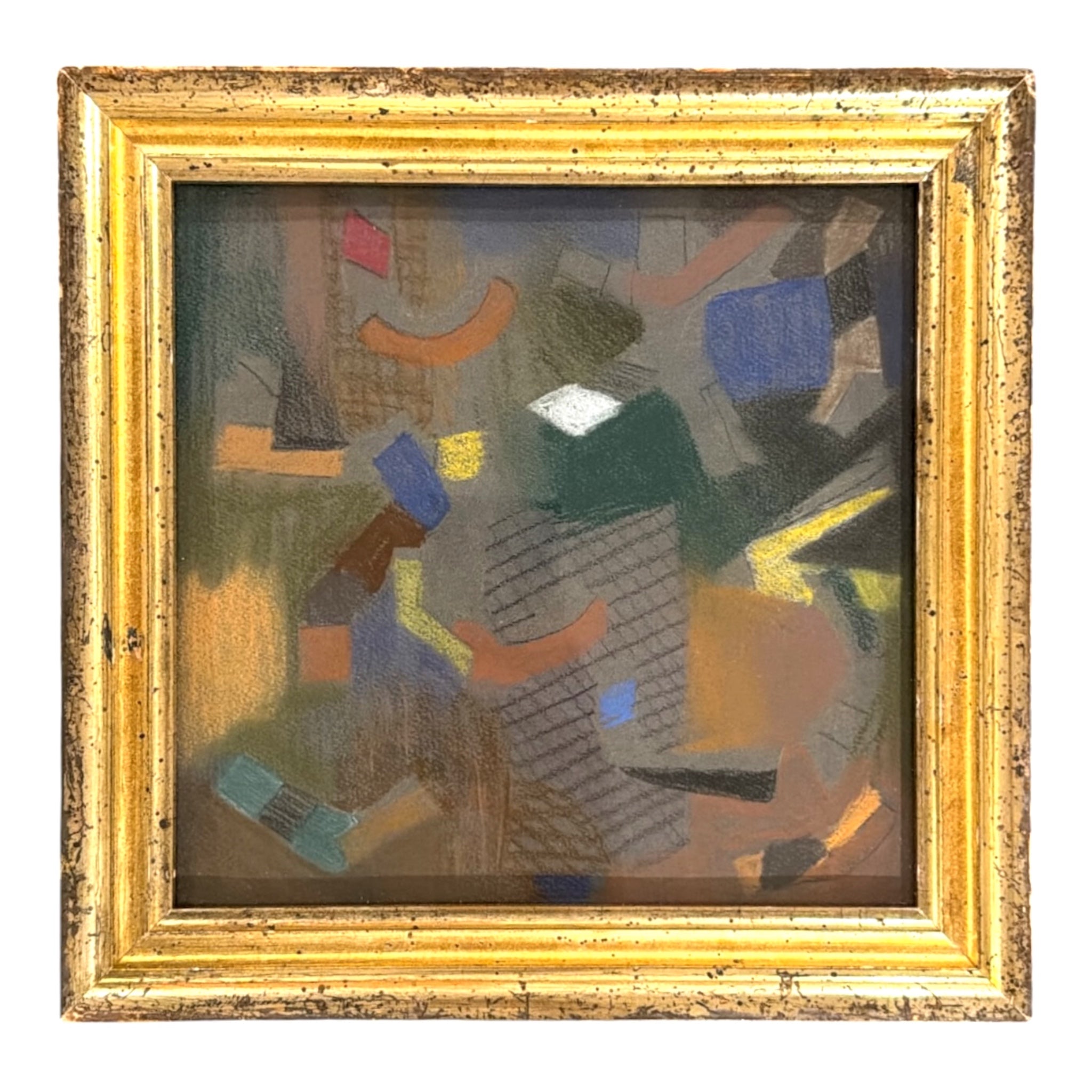 Floating Shapes in Vibrant Colors / 19th Century Lemon Gold Frame