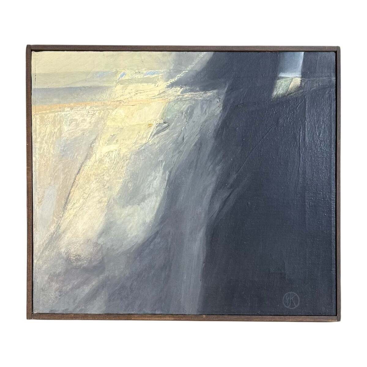 Minimalist Abstract Expressionist Oil Painting in Original Lathe Frame