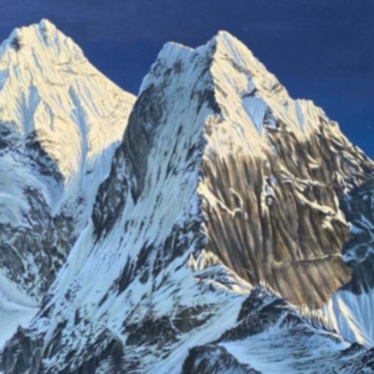 Hyperrealistic Monumental Oil Painting of Mountain Range Ama Dablam