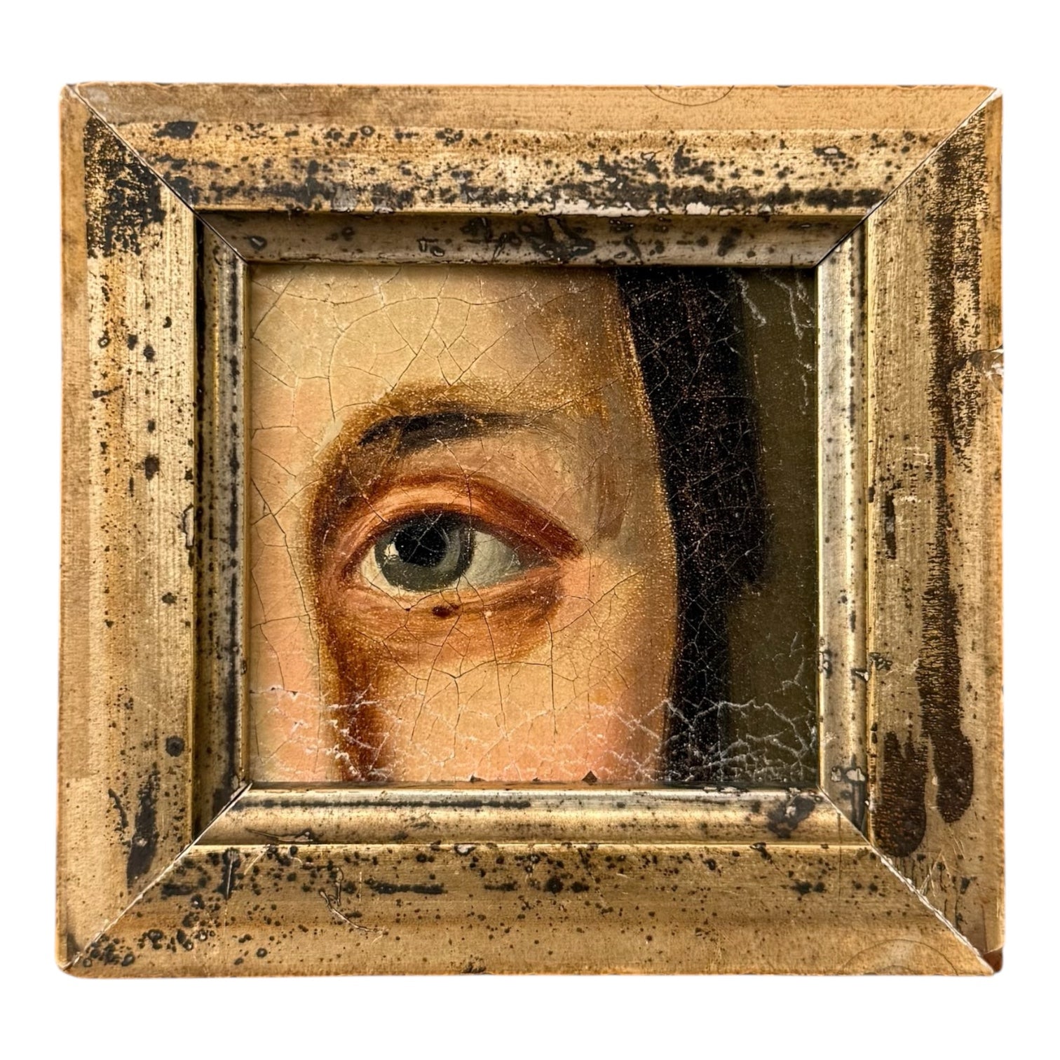 Green Victorian Lover's Eye in 19th Century Gilt Frame