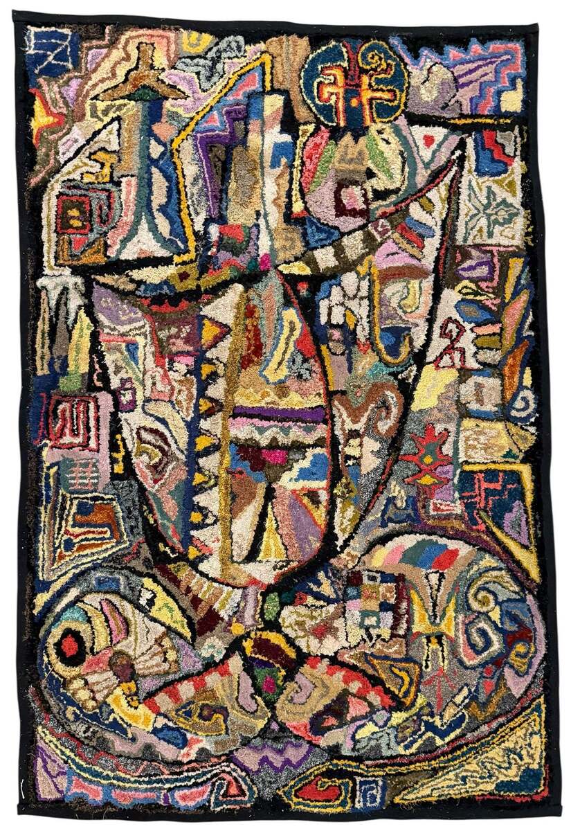 Period Antique Hand-Hooked Rug