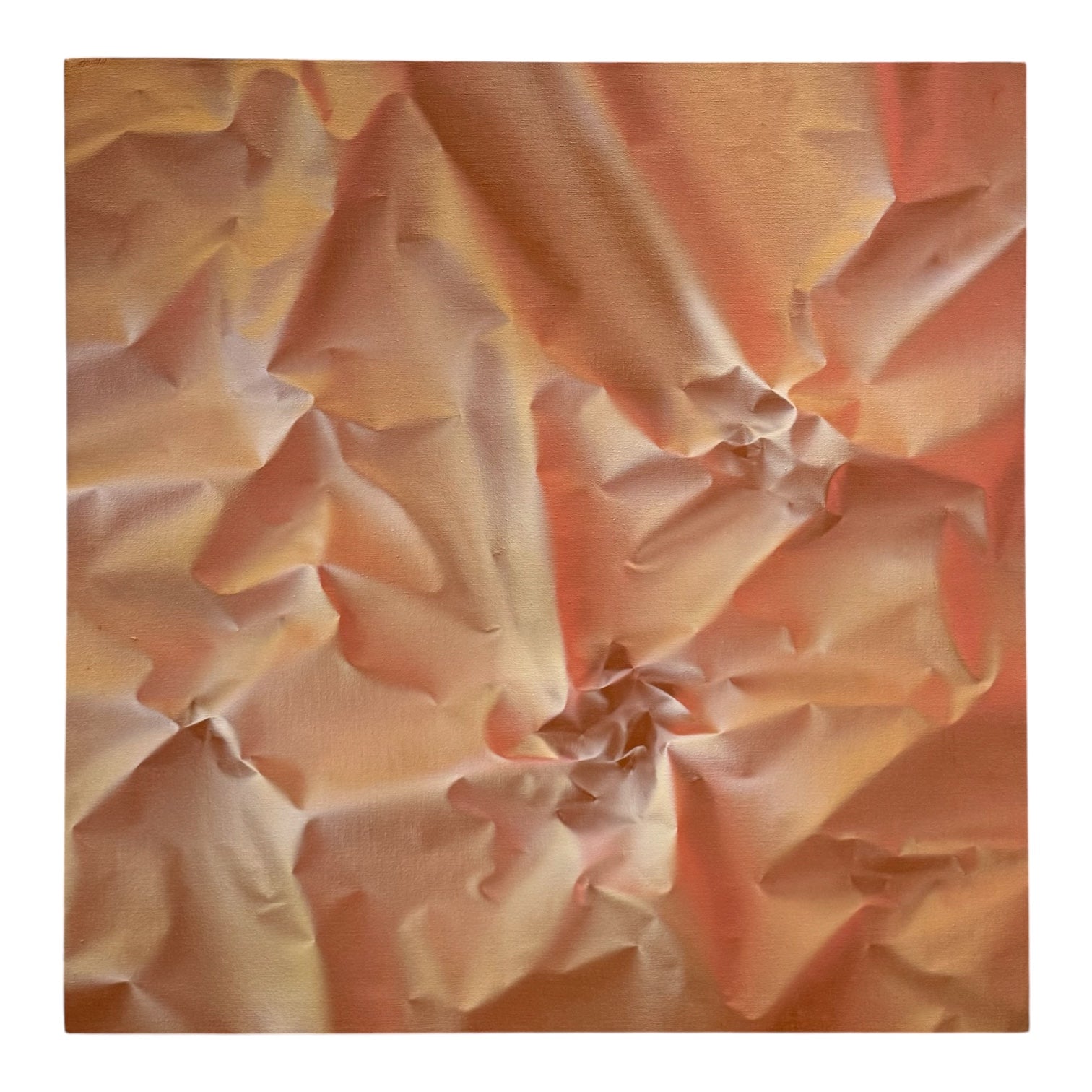 Abstract Trompe L'oeil Painting of Crumpled Paper n Coral Tones
