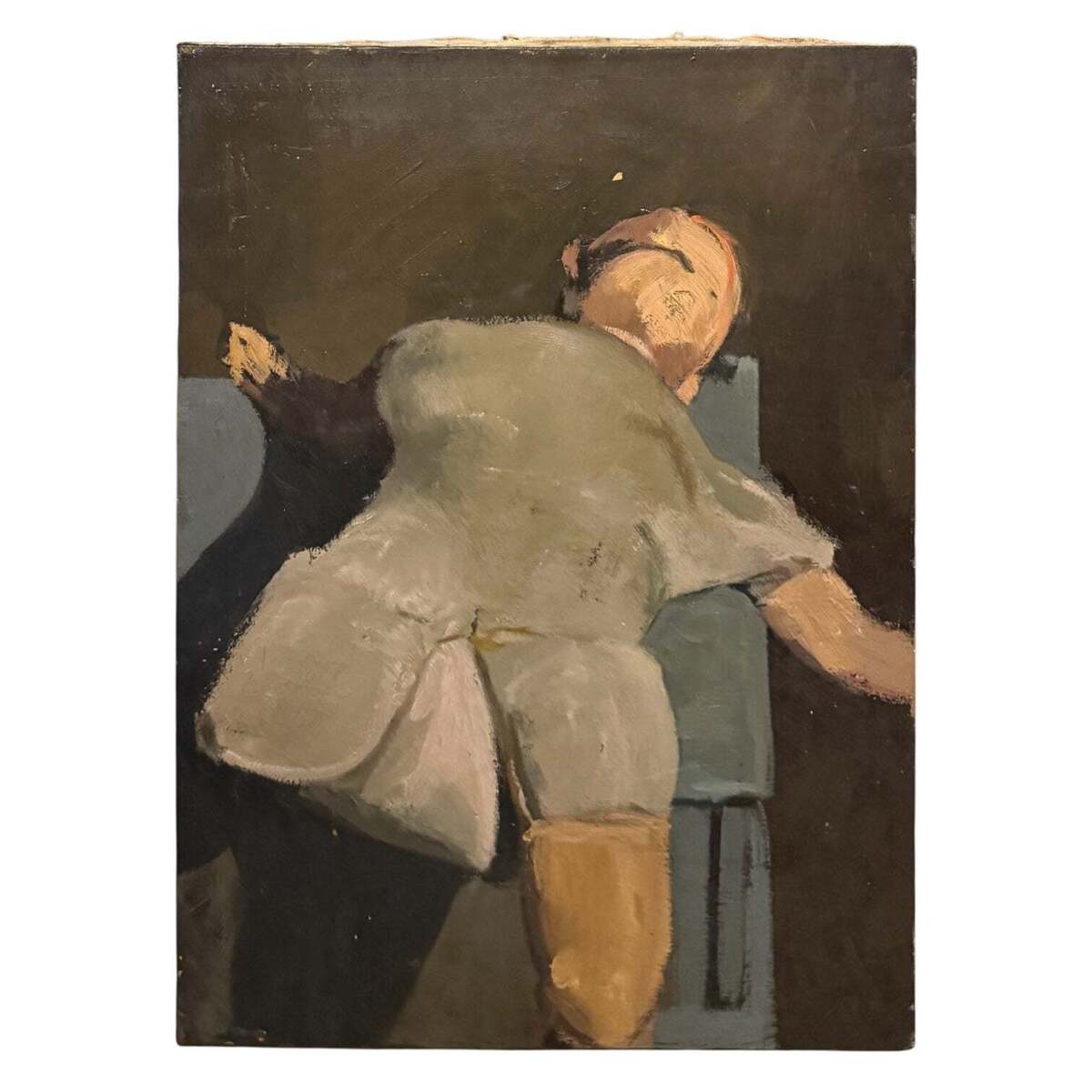 Vintage Oil Painting of Figure in Neutrals