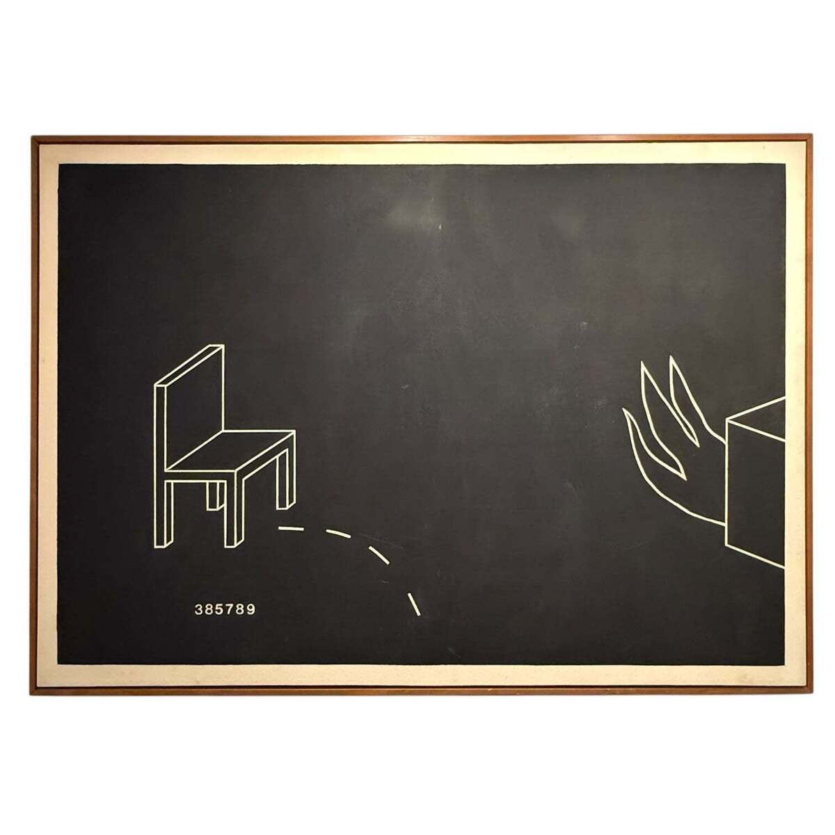 Monumental Dadaism Black and White Oil on Canvas Framed