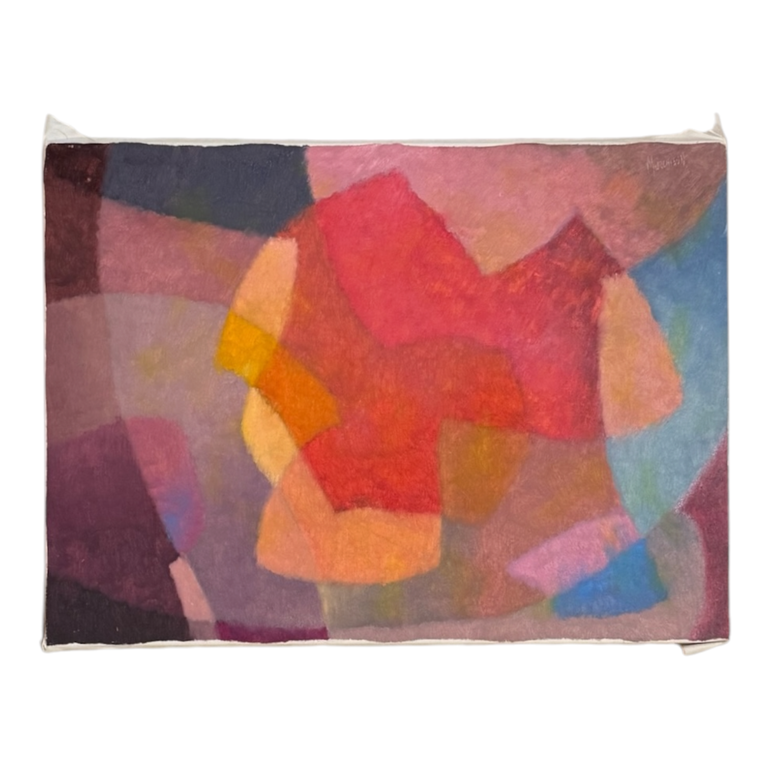 Fractured Geometric Oil Abstract in Ethereal Palette
