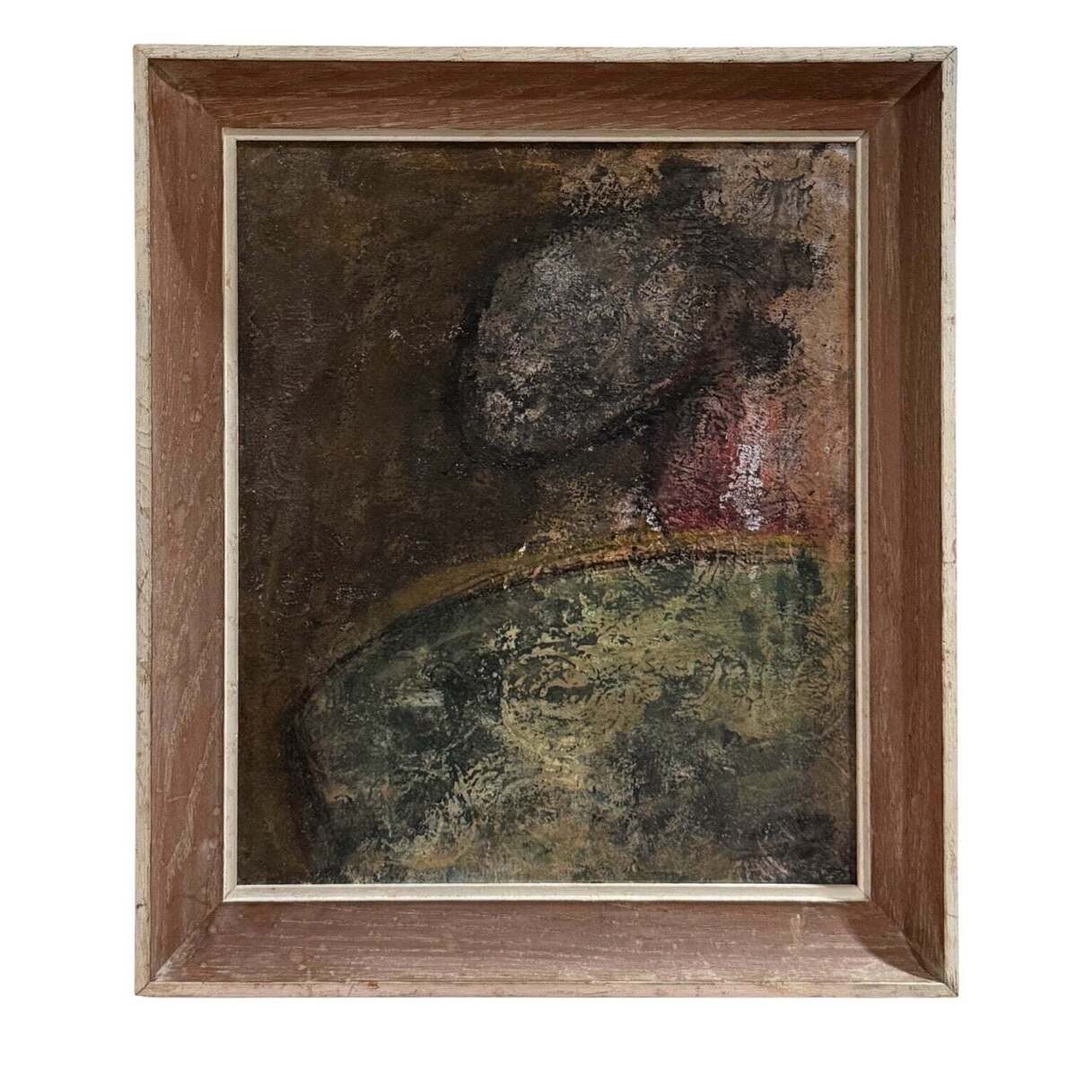 Abstract Portrait of a Black Girl with Heavy Impasto in Vintage Frame