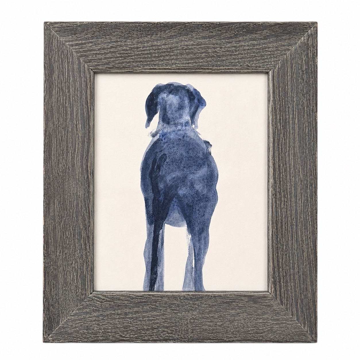 Watercolor Dog Silhouette in Vintage Cerused Frame  Reserved for Kate