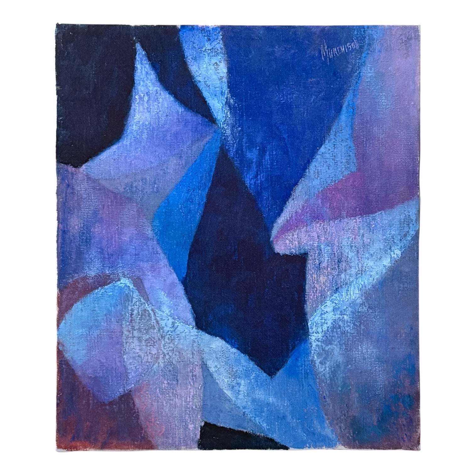 Moody Oil Painting of Geometric Shapes in Cool Chromatic Hues
