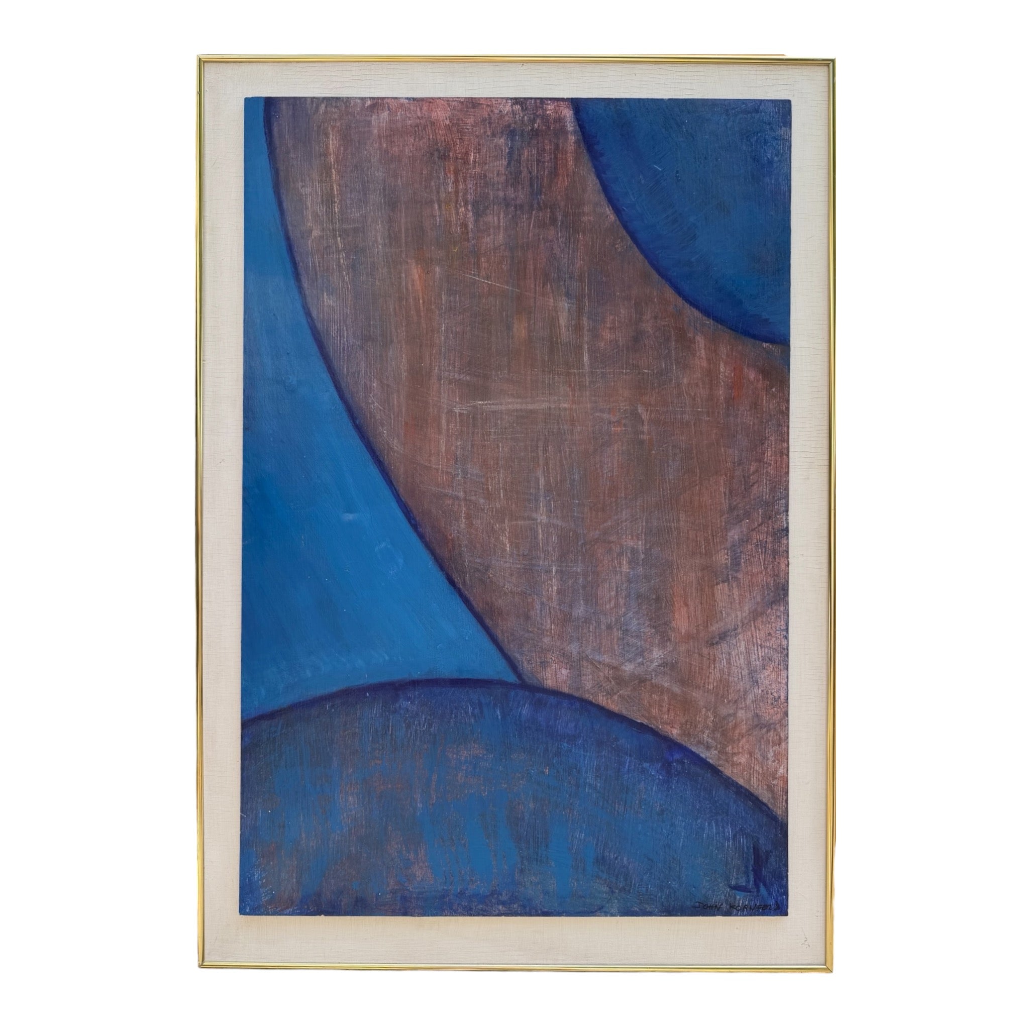 Intersecting Biomorphic Shapes in Ultramarine Blue and Mauve / Original Frame