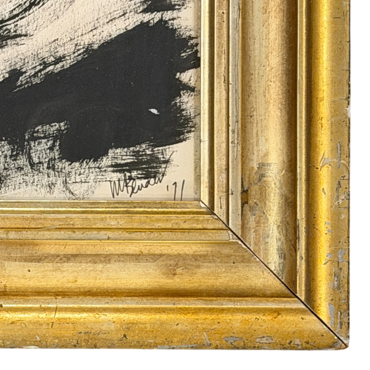 Gestural Figurative Painting in 19th Century Gilt Frame