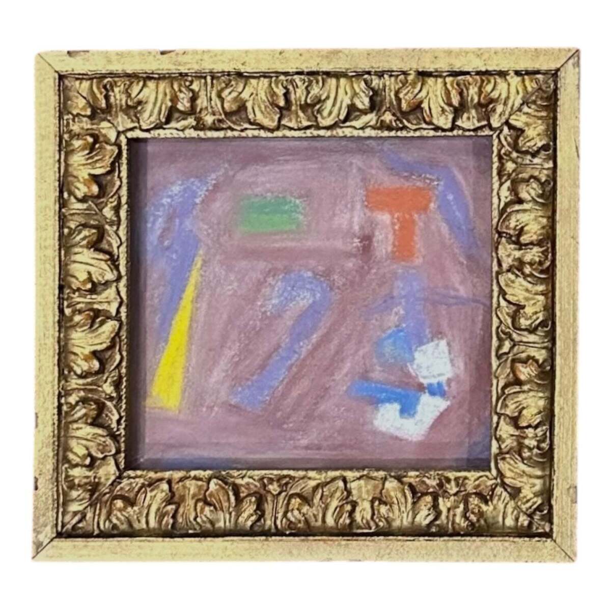 Abstracted  Shapes Muted Pastel in Antique Gold Frame