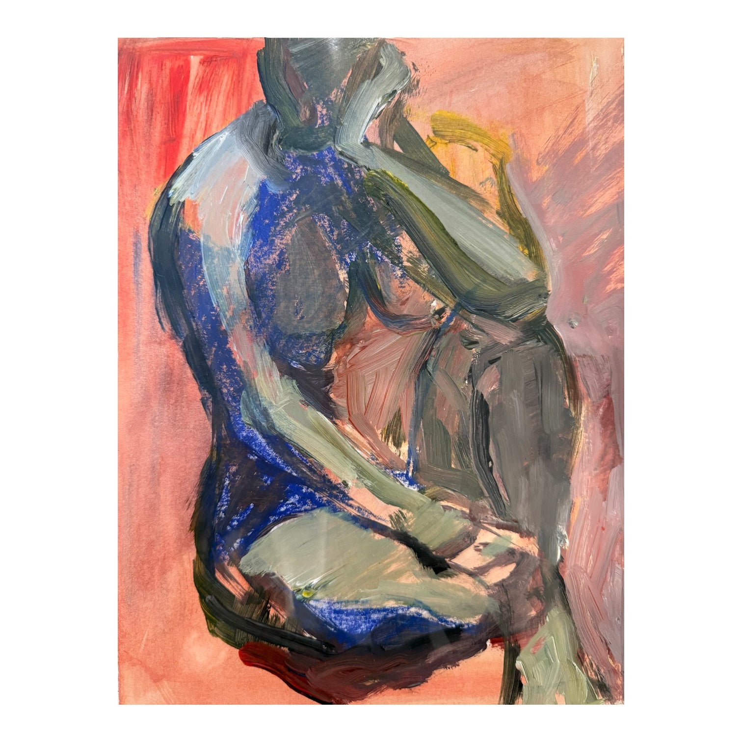 Figurative Oil Painting on Paper, Unframed