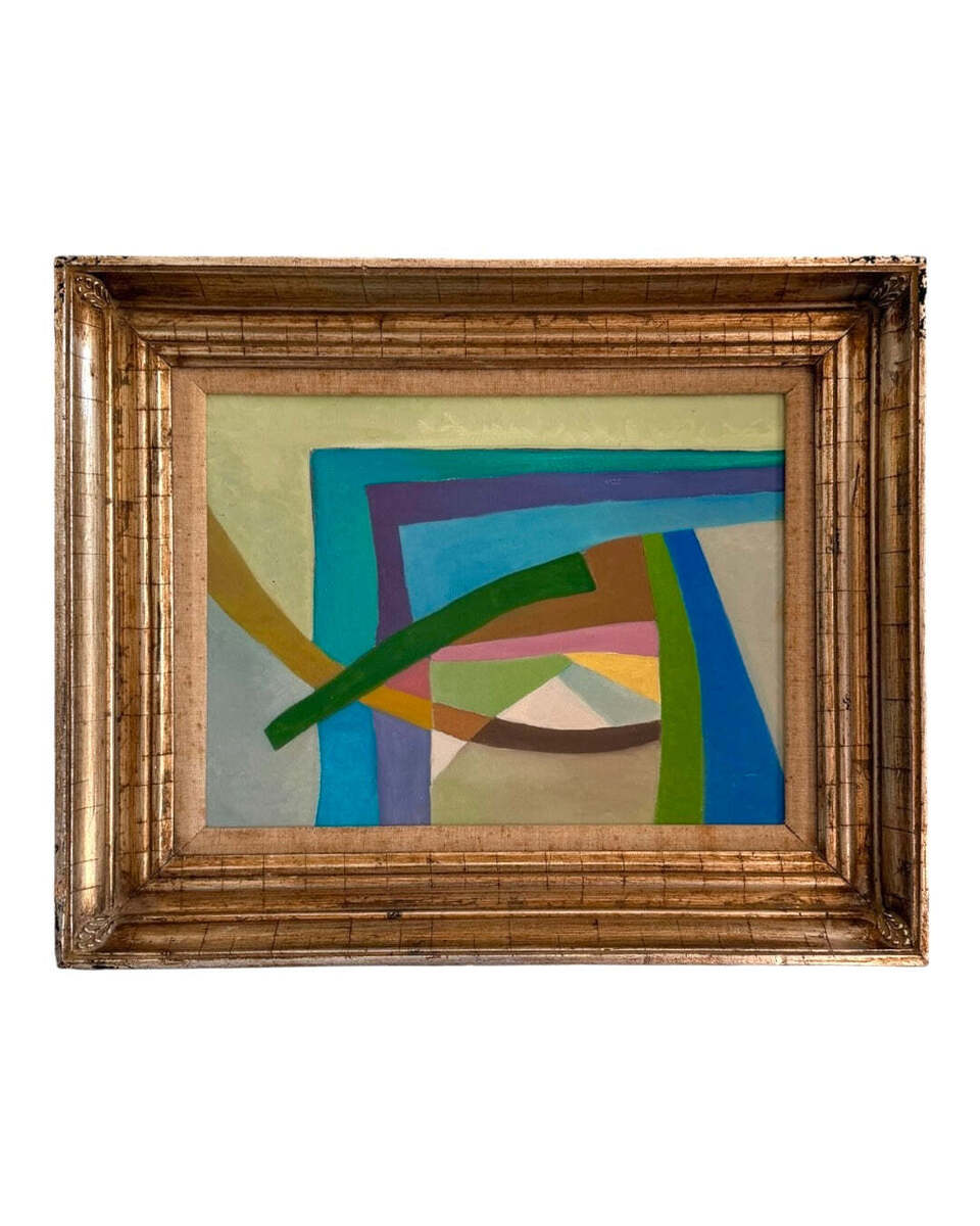 Reserved HL Abstract on Canvas in Vintage Frame