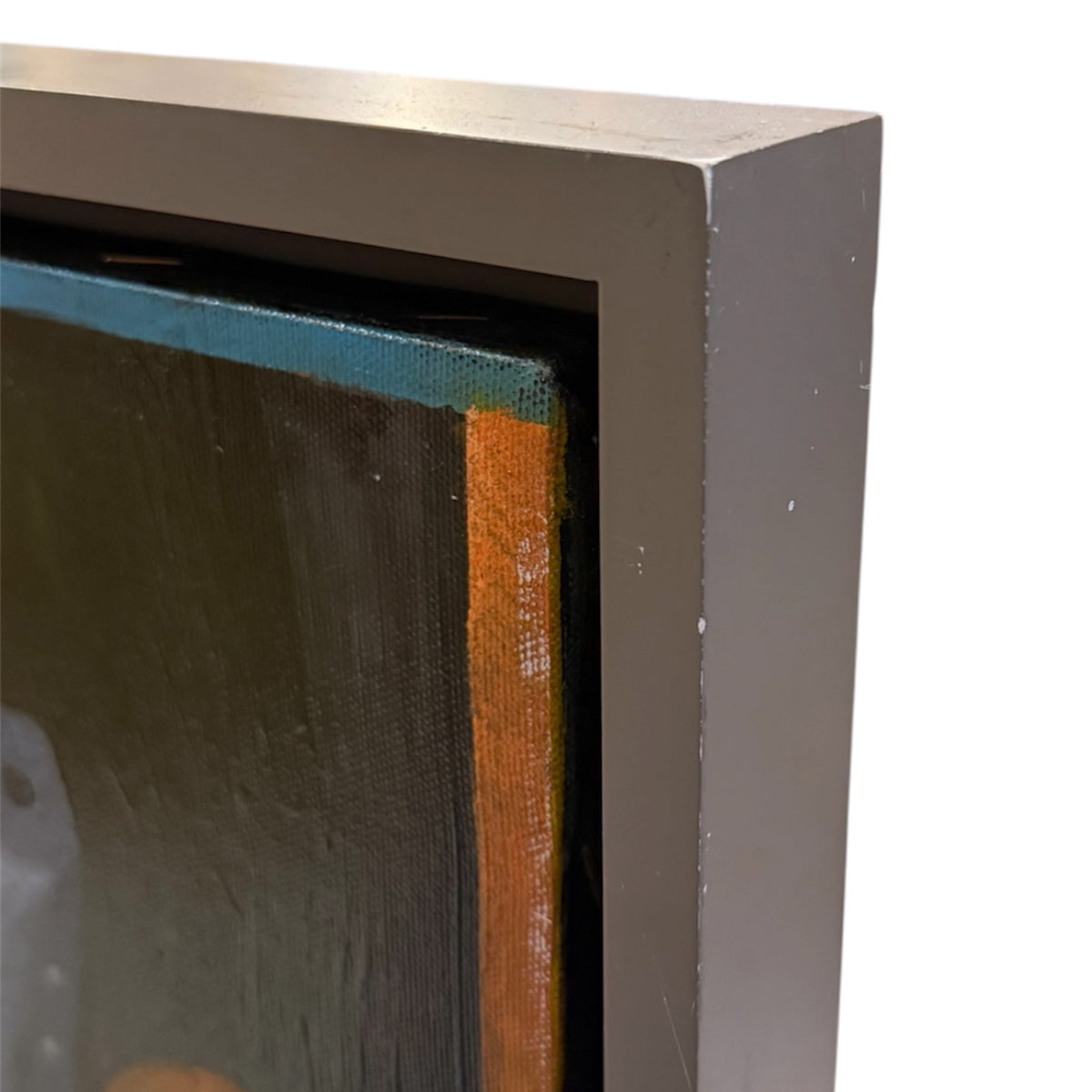 Dramatic  Grouping  of Riveted Shapes Oil Painting in Custom Float Frame