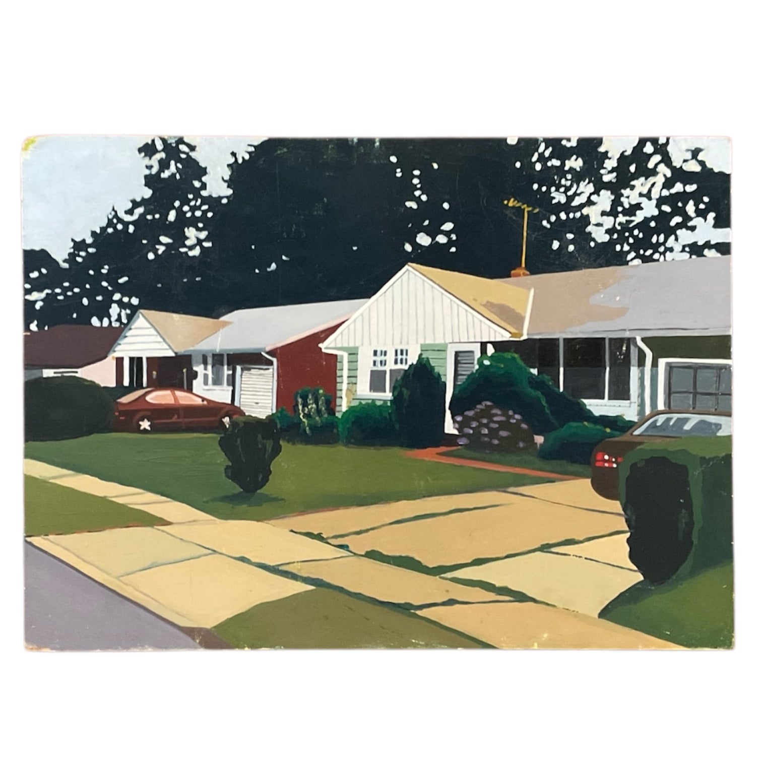 Vintage Painting of a Suburban Street