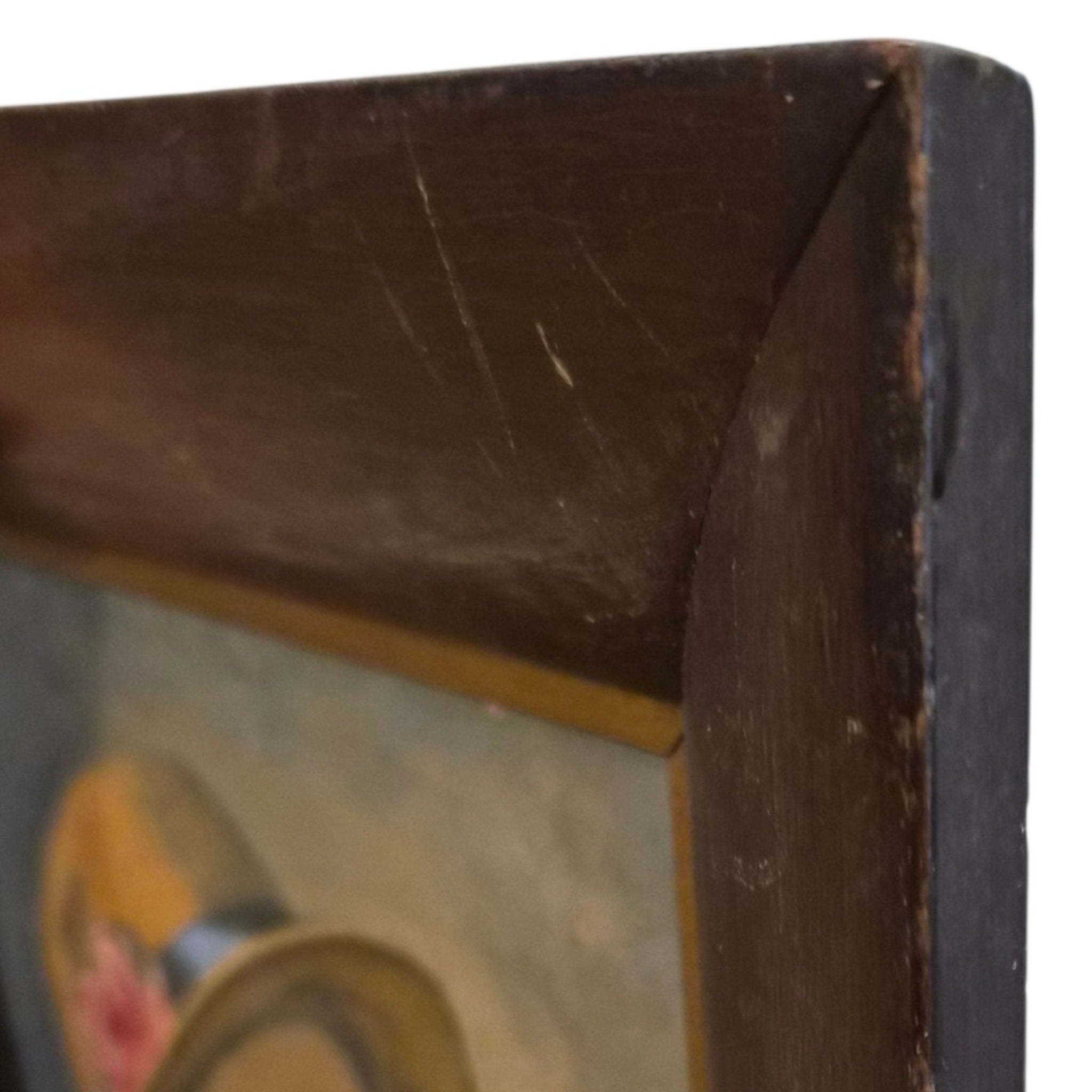 Portrait of Young Woman in Hat in Wide Vintage Wood Frame