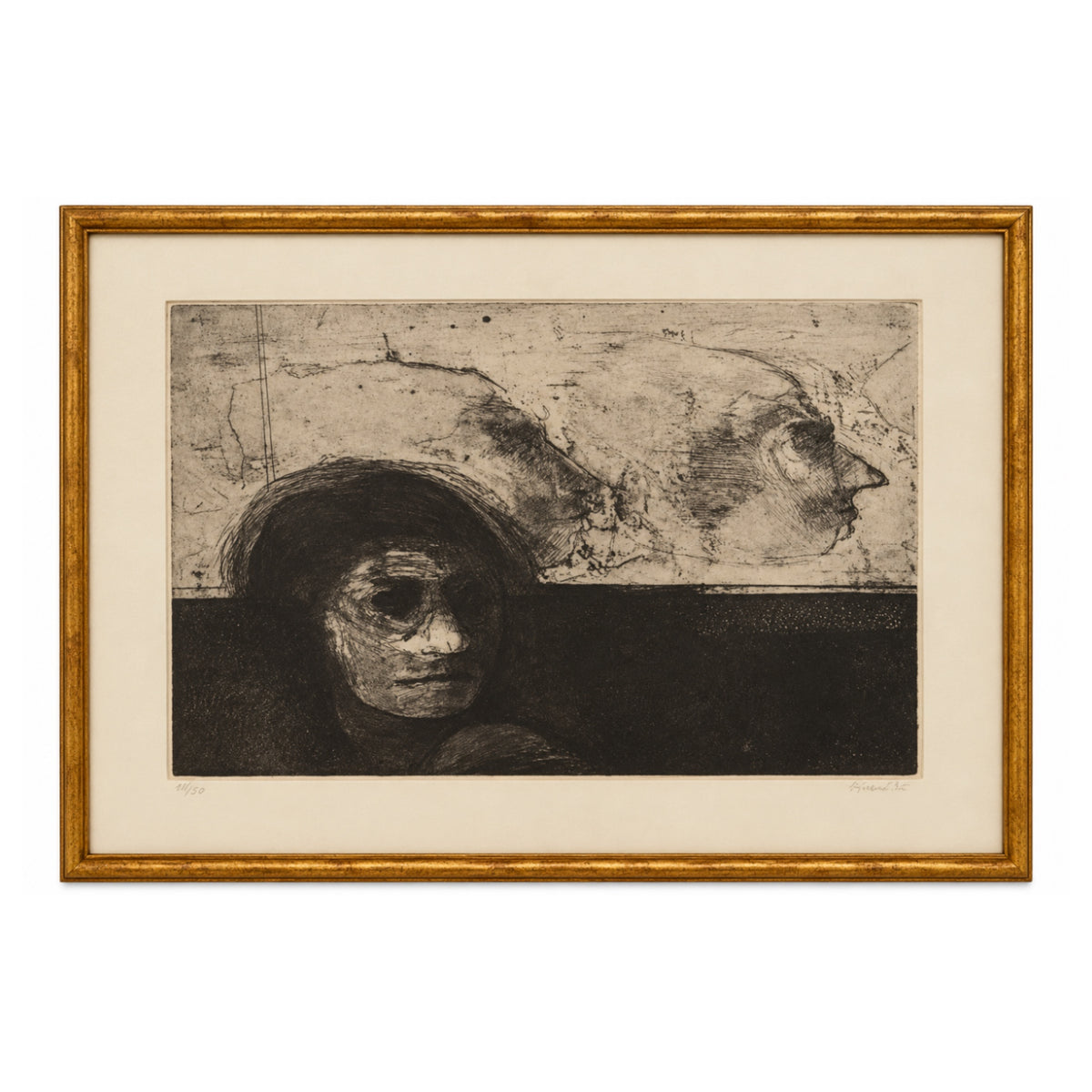 1965 Engraving Signed Marx in Original Frame