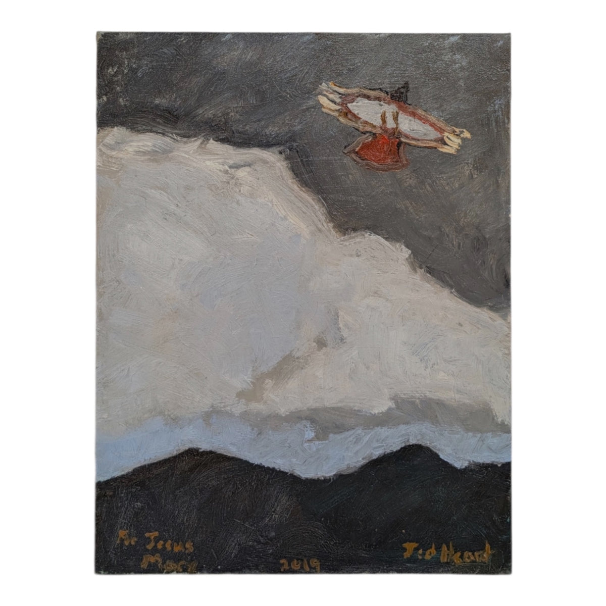 Outsider Art Landscape with Soaring Bird