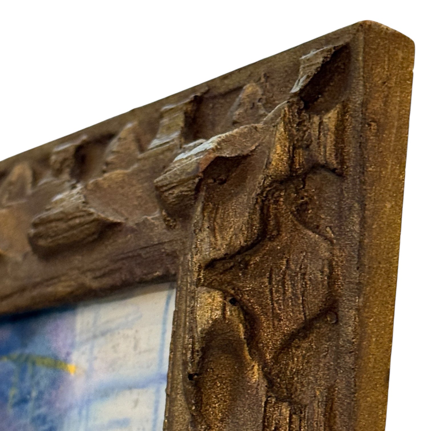 Layered Abstract Painting. In Antique Carved Frame
