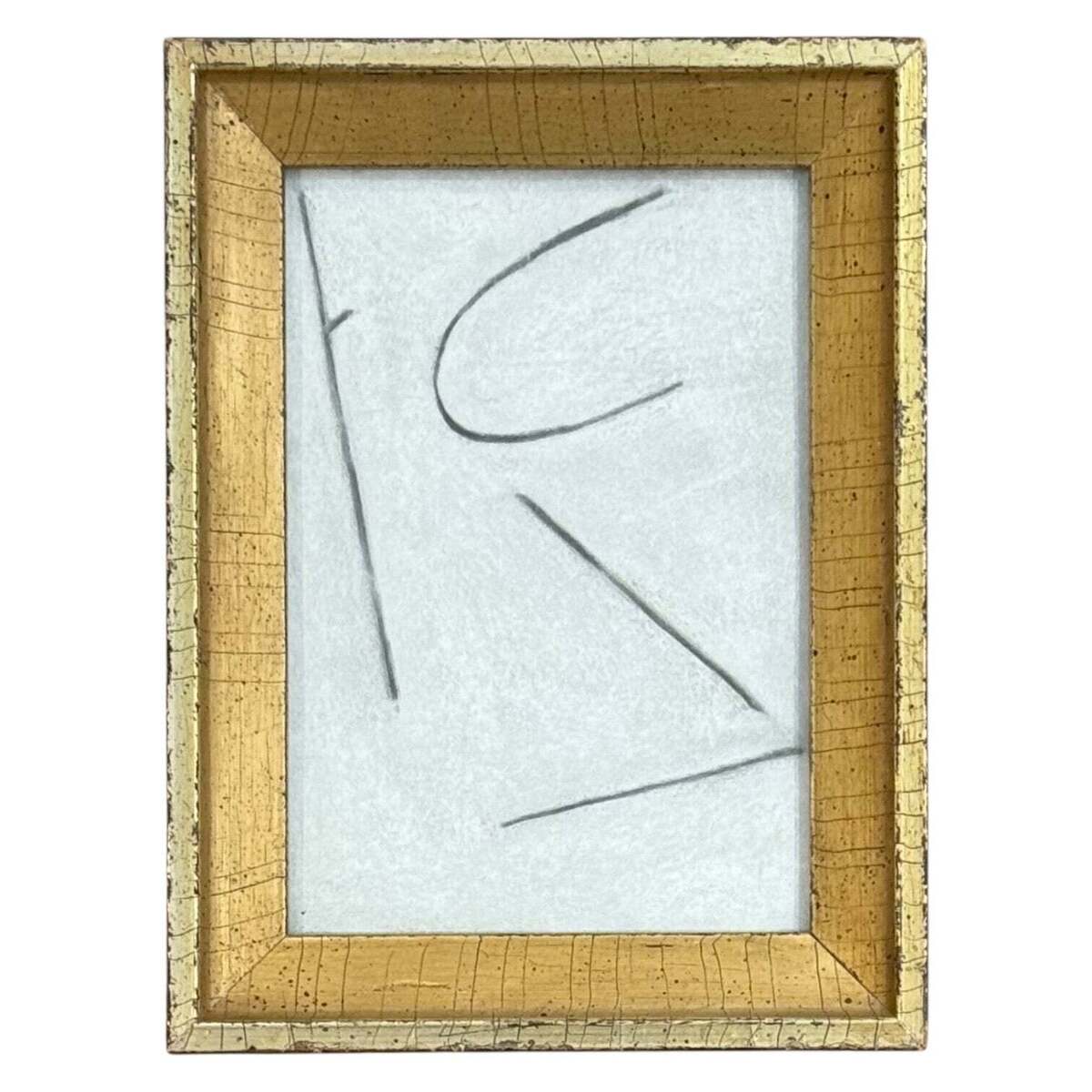 Abstract Minimalist Mixed Media Drawing in 19th Century Gilt Frame