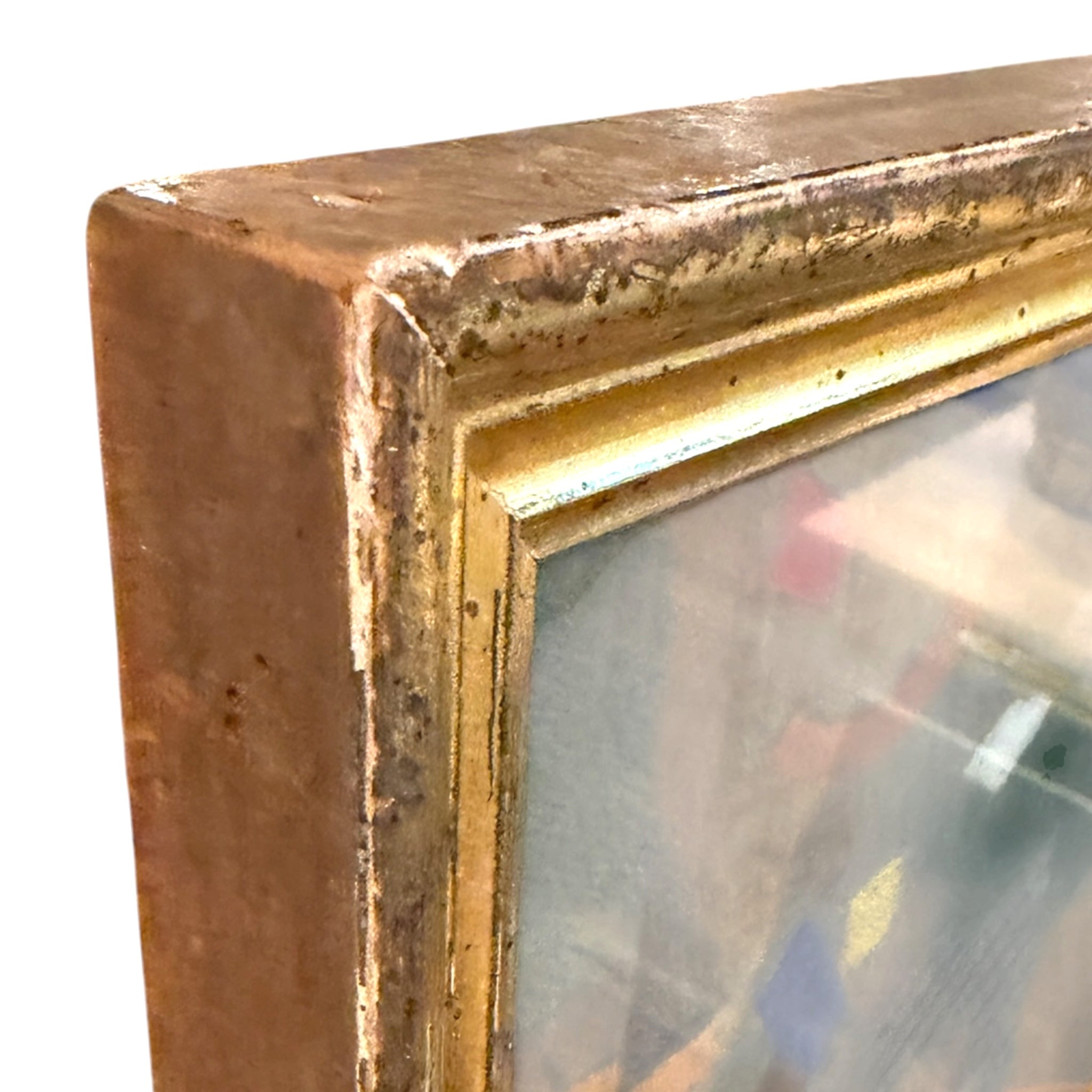 Floating Shapes in Vibrant Colors / 19th Century Lemon Gold Frame