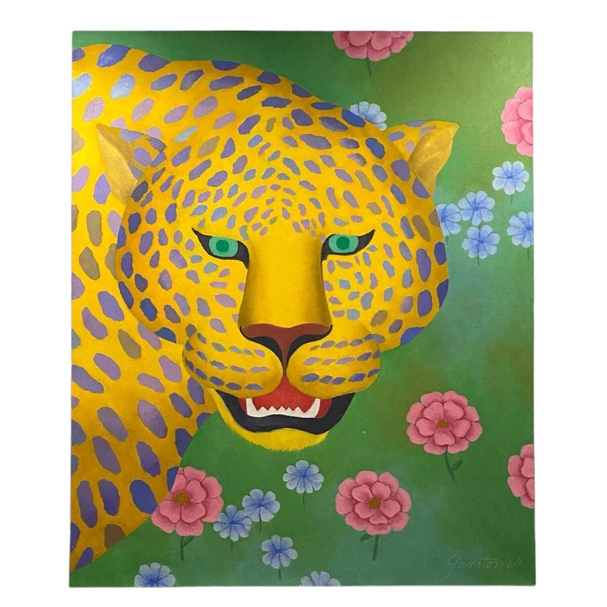 Large Jaguar Painting in Brilliant Colors